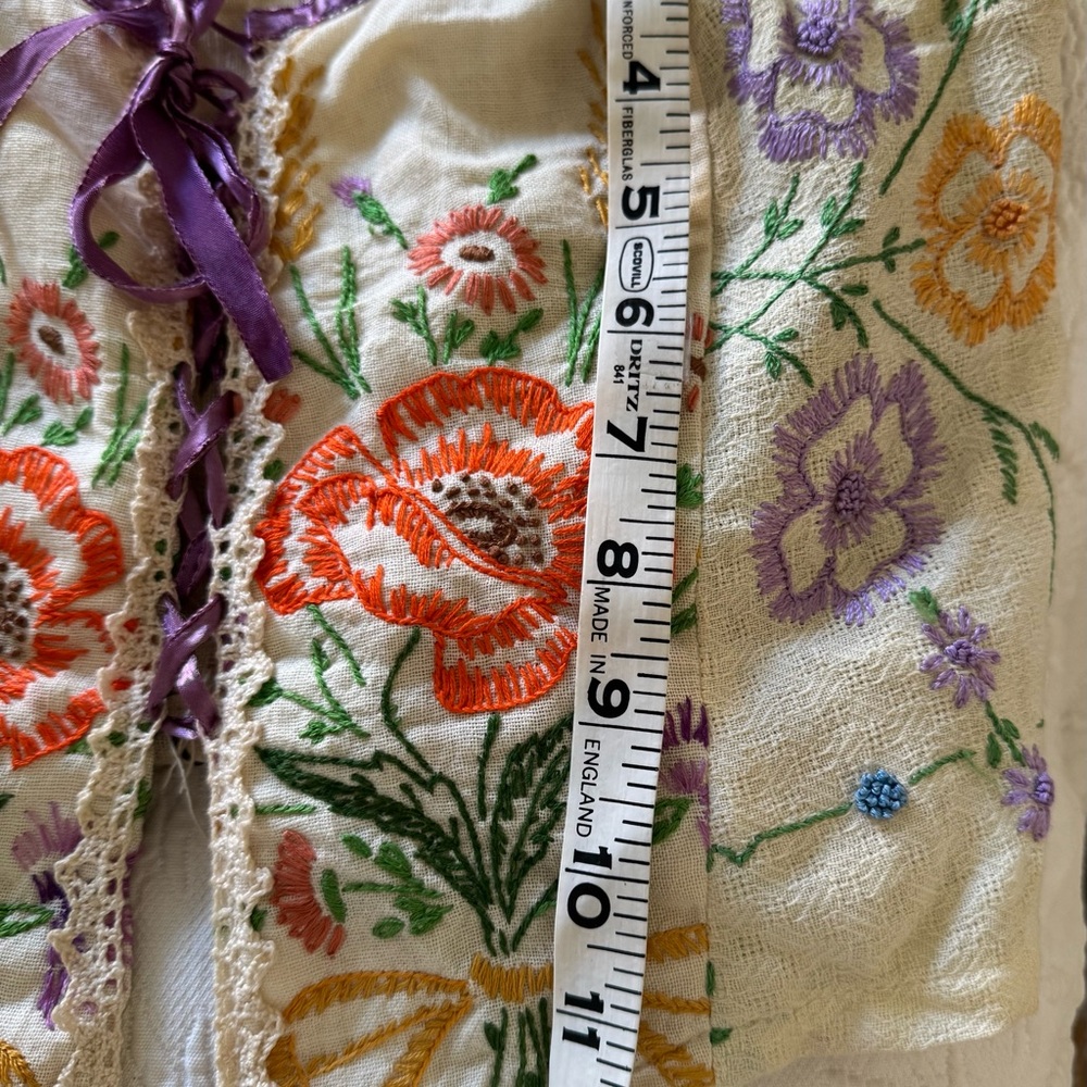 Handmade Floral Embroider w lace/ ribbon Top, BOHO , fairy , festival - Picture 12 of 12